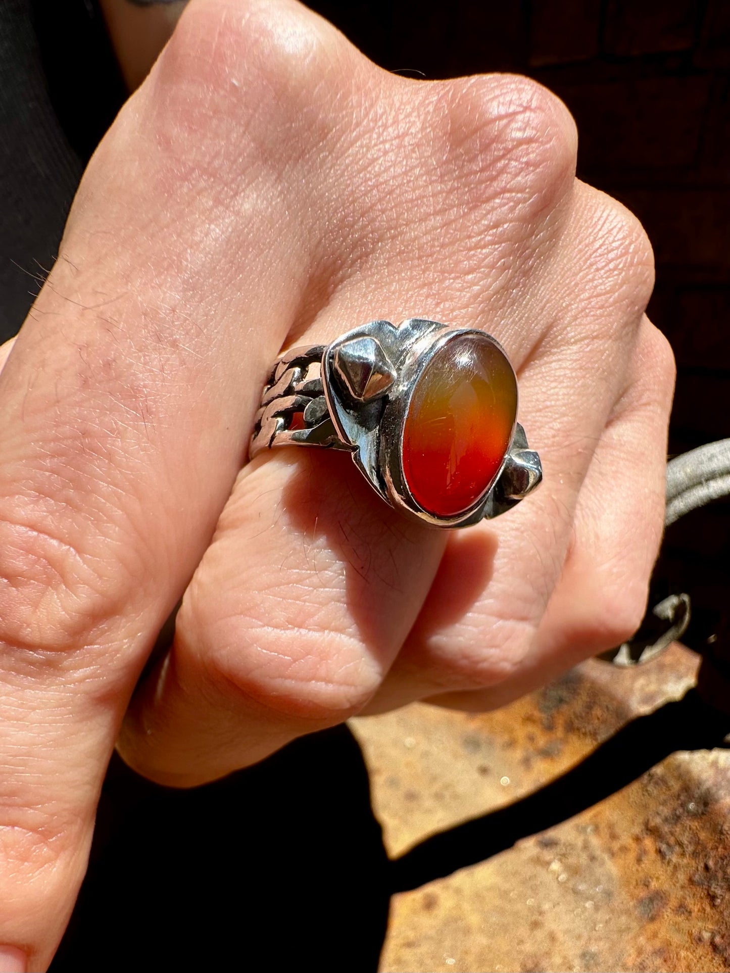 Studs and chains ring